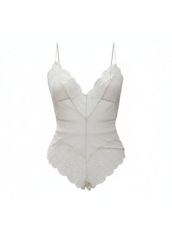 Interludes by CIRA Other - Vintage Slip Interludes by CIRA White Lace Satin Teddy Bodysuit Lingerie Medium